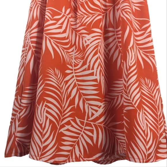 41 Hawthorn Orange Palm Leave Sleeveless Blouson Shift Mini Dress Size M - Picture 3 of 8